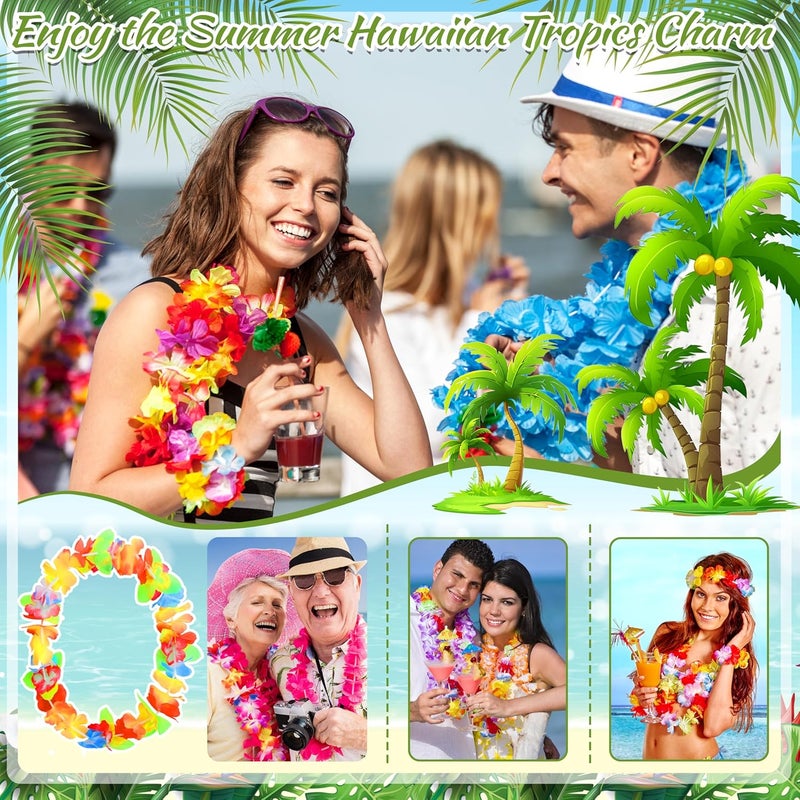 Seifar 120 Packs Hawaiian Luau Leis Bulk Tropical Hawaii Theme Silk Flower Necklace Summer Beach Party Decorations Birthday Party Favors - Image 5
